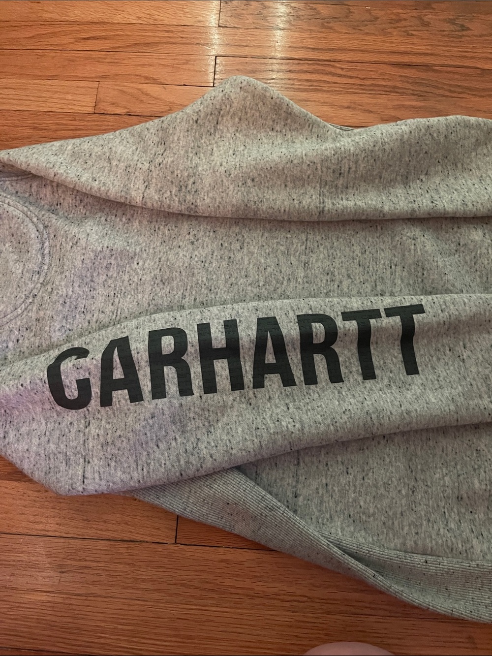 Carhartt Men’s Light Heather Gray Crewneck Sweatshirt with Sleeve Logo - Picture 4 of 4